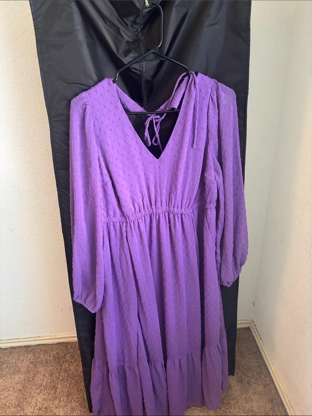 torrid Lavender Textured Midi Dress with V-Neck